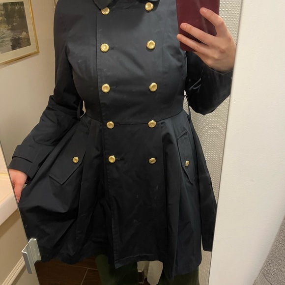 Bebe Black Pleated Bottom Pea Coat- Size Small - Picture 3 of 13